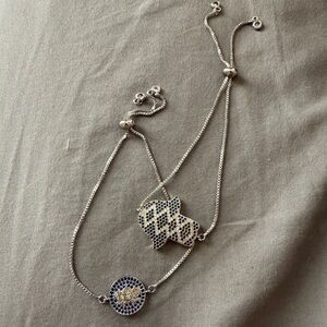 Silver Hamsa Bracelet Set